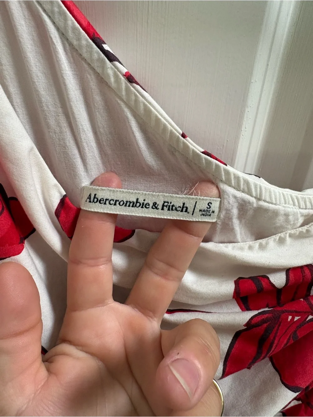 Abercrombie & Fitch White Maxi Dress with Red Floral Print